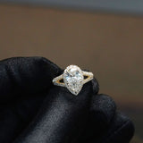 SCARLETT | Scalloped Pavé Split Shoulder Pear Shape Ring in Yellow Gold