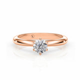 ABI | Six Claw Solitaire Round Brilliant Diamond Ring Rose Gold