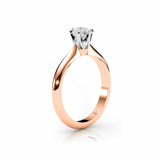ABI | Six Claw Solitaire Round Brilliant Diamond Ring in Rose & White Gold