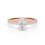 ADALET | Pavé Solitaire Oval Shape Diamond Ring in Rose & White Gold