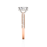 ADALET | Pavé Solitaire Oval Shape Diamond Ring in Rose & White Gold