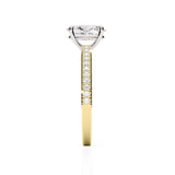 ADALET | Pavé Solitaire Oval Shape Diamond Ring in Yellow & White Gold