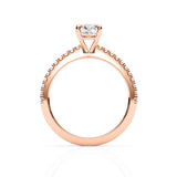 ADALET | Pavé Solitaire Oval Shape Diamond Ring in Rose Gold