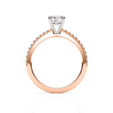 ADALET | Pavé Solitaire Oval Shape Diamond Ring in Rose & White Gold