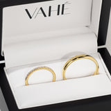 DESTINY | Delicate "V" Split Diamond Ring & LILY | Classic Quarter Domed Ring