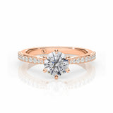ADRIANA | Tapered Solitaire Round Brilliant Diamond Ring in Rose Gold