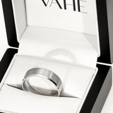 AIDEN | Flat Bevelled Edge Ring in White Gold (4mm-8mm)