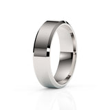AIDEN | Flat Bevelled Edge Ring in White Gold (4mm-8mm)