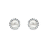 ALARA | Akoya Pearl and Diamond Halo Studs in Platinum (0.38ct tw.)