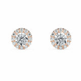 ALICE | Round-Brilliant Cut Diamond Halo Studs in Rose Gold (1.35ct tw.)