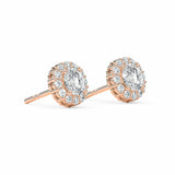 ALICE | Round-Brilliant Cut Diamond Halo Studs in Rose Gold (1.35ct tw.)