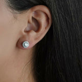 ALICE | Round-Brilliant Cut Diamond Halo Studs in White Gold (1.35ct tw.)