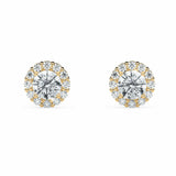 ALICE | Round-Brilliant Cut Diamond Halo Studs in Yellow Gold (1.35ct – VAHÉ Jewellery