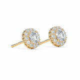 ALICE | Round-Brilliant Cut Diamond Halo Studs in Yellow Gold (1.35ct – VAHÉ Jewellery