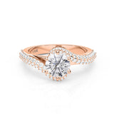 AMARA | Double Row Pavé Twist Round Brilliant Diamond Ring in Rose Gold