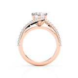 AMARA | Double Row Pavé Twist Round Brilliant Diamond Ring in Rose Gold