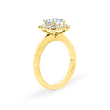 ARI | Scalloped Pavé Asscher Diamond Ring in Yellow Gold