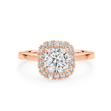 ARI | Scalloped Pavé Cushion Diamond Ring in Rose Gold