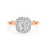 ARI | Scalloped Pavé Cushion Diamond Ring in Rose & White Gold