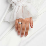 ARI | Scalloped Pavé Cushion Diamond Ring in Platinum