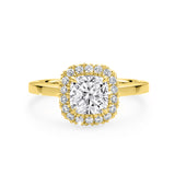 ARI | Scalloped Pavé Cushion Diamond Ring in Yellow Gold