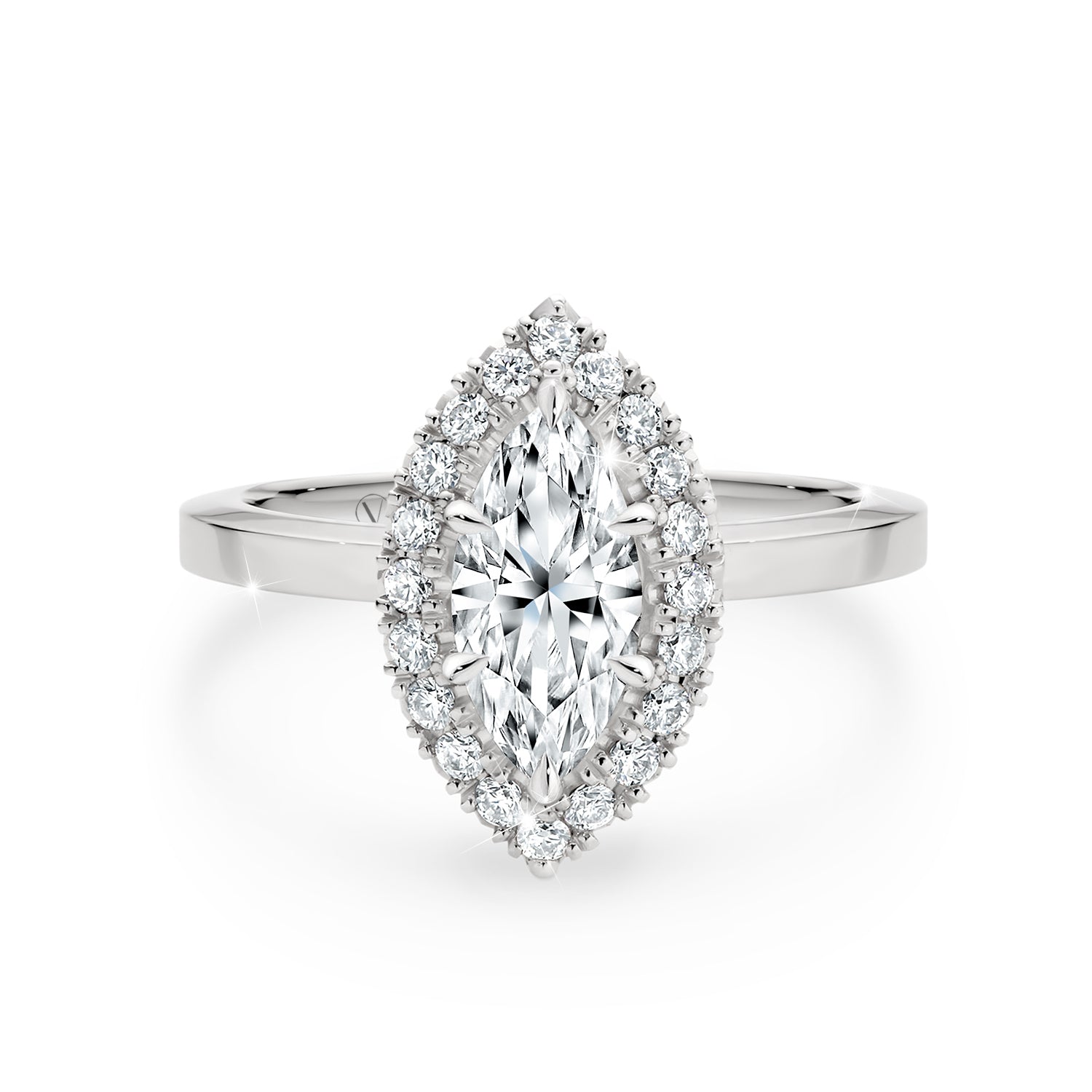 ARI Scalloped Pavé Marquise Diamond Ring in Platinum – VAHÉ