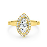 ARI | Scalloped Pavé Marquise Diamond Ring in Yellow Gold
