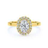 ARI | Scalloped Pavé Oval Diamond Ring in Yellow Gold