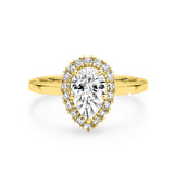 ARI | Scalloped Pavé Pear Shape Diamond Ring in Yellow Gold