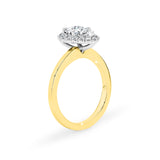 ARI | Scalloped Pavé Pear Shape Diamond Ring in Yellow & White Gold