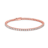 ARIEL | Round Brilliant Diamond 4 Prong Classic Tennis Bracelet in Rose Gold (3.00ct - 29.00ct)