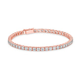 ARIEL | Round Brilliant Diamond 4 Prong Classic Tennis Bracelet in Rose Gold (3.00ct - 29.00ct)
