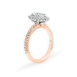 AVA | French Pavé Halo Marquise Diamond Ring in Rose & White Gold
