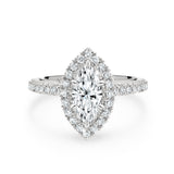 AVA | French Pavé Halo Marquise Diamond Ring in White Gold
