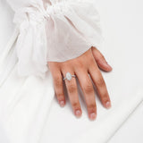 AVA | French Pavé Halo Marquise Diamond Ring in White Gold