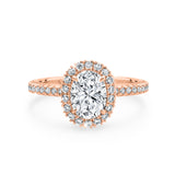 AVA | French Pavé Halo Oval Shape Diamond Ring in Rose Gold
