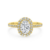 AVA | French Pavé Halo Oval Shape Diamond Ring in Yellow Gold