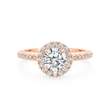 AVA | French Pavé Halo Round Brilliant Diamond Ring in Rose Gold