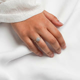 AVA | French Pavé Halo Round Brilliant Diamond Ring in Rose Gold