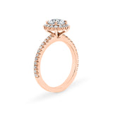 AVA | French Pavé Halo Round Brilliant Diamond Ring in Rose Gold