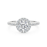 AVA | French Pavé Halo Round Brilliant Diamond Ring in White Gold