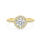 AVA | French Pavé Halo Round Brilliant Diamond Ring in Yellow Gold