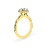 AVA | French Pavé Halo Round Brilliant Diamond Ring in Yellow Gold