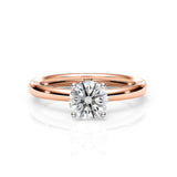 AZRA | Classic Solitaire Round Brilliant Diamond Ring in Rose & White Gold