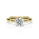 AZRA | Classic Solitaire Round Brilliant Diamond Ring in Yellow & White Gold