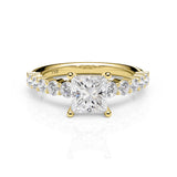 BROOKLYN | Claw Set Tapered Solitaire Princess Diamond Ring in Yellow Gold