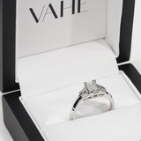 Baguette & Bullet Cut Diamond Three Stone Ring in 18ct White Gold
