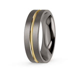 CALEB | Flat Profile Tantalum Brushed with Yellow Gold Groove
