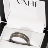CALEB | Flat Profile Tantalum Brushed with Yellow Gold Groove