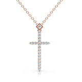 CHRISTINE | Diamond Cross Pendant in Rose Gold (0.15ct tw.)